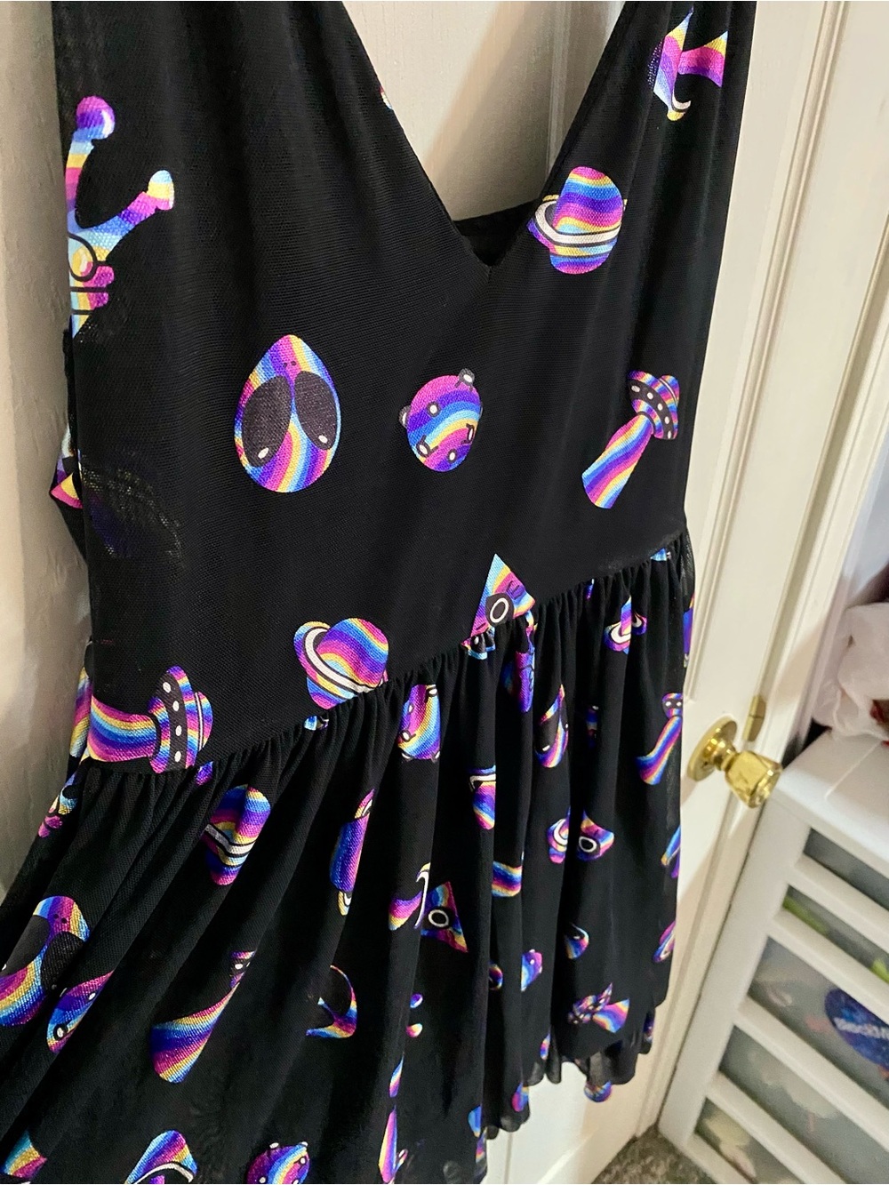 Blackmilk Hologram Sheer Tiered Alien Babydoll Dress Limited Edition Size xl